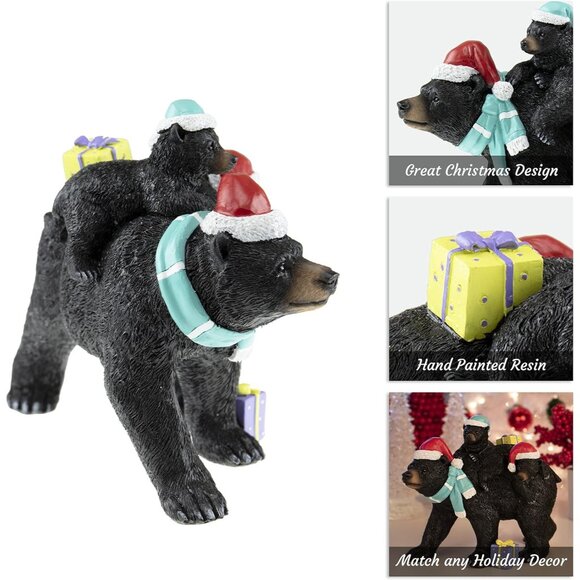 Resin Christmas Figurine Black Bear Family Decoration for Tables and Shelves - Picture 3 of 7